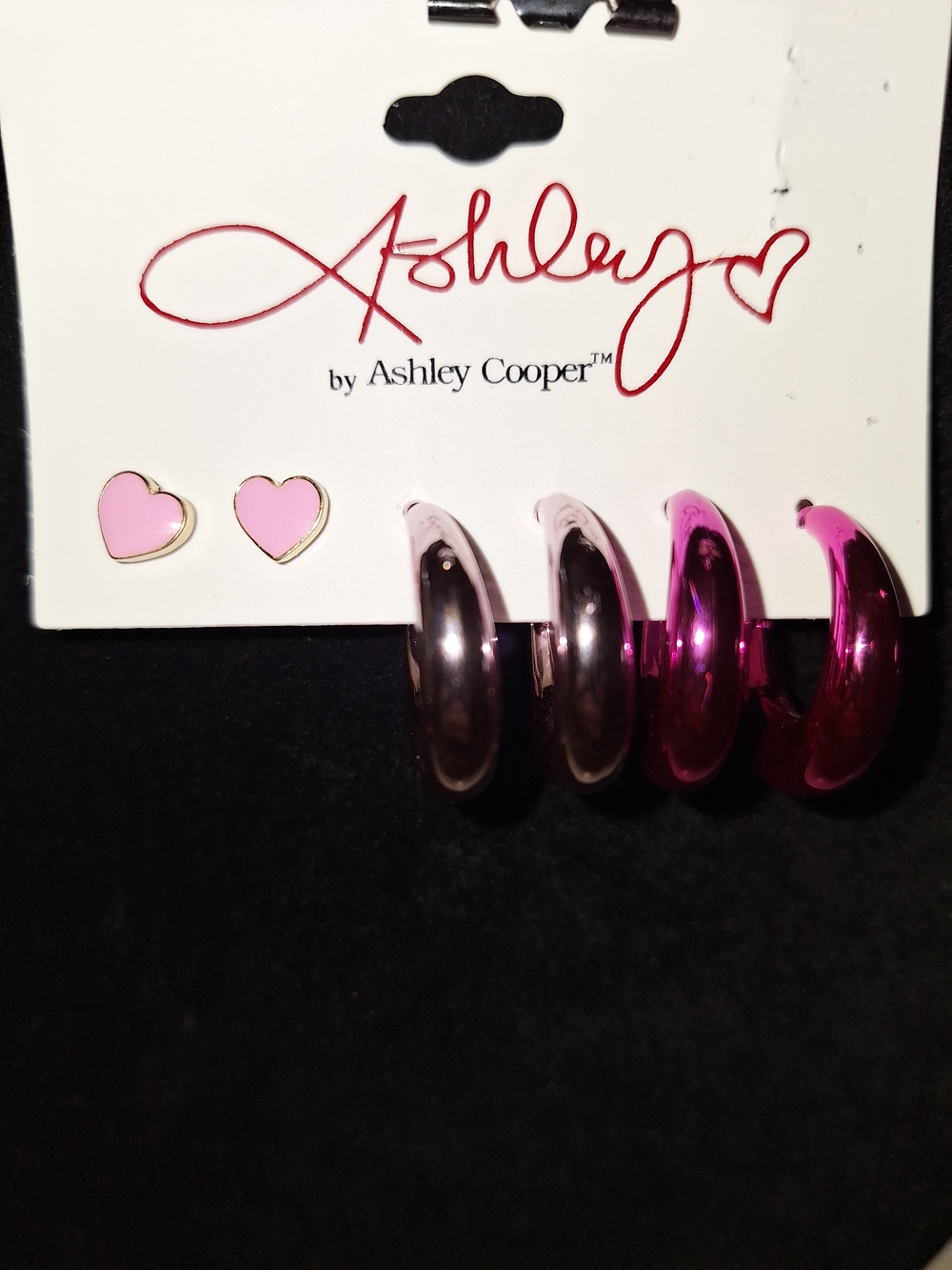 🇺🇸3/$15🇺🇲 Ashley Cooper Pink Heart Studs & Metallic Hoop Earring Set